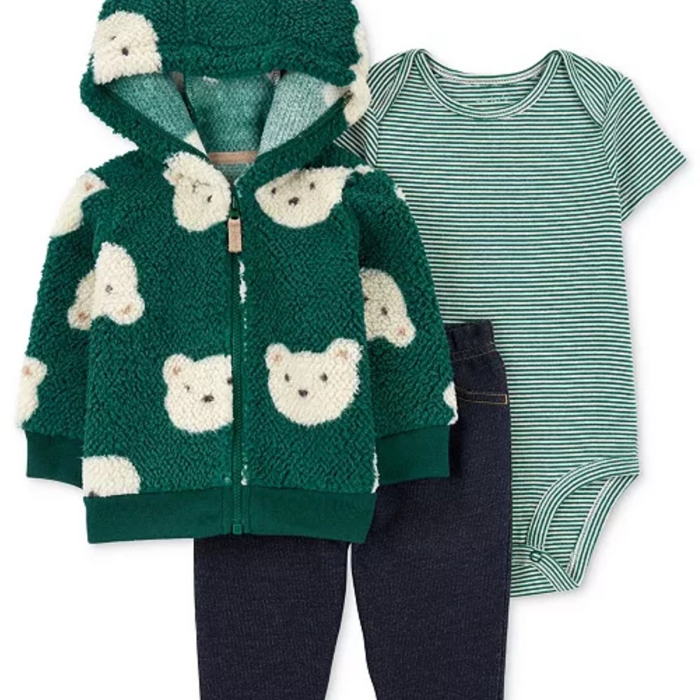 Carter's Green Bear Hoodie Set